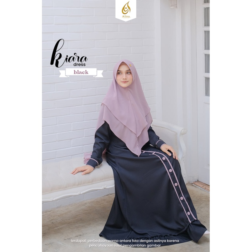 Kiara Gamis Syari Set Khimar Branded Alina Apparel Alzainfashion