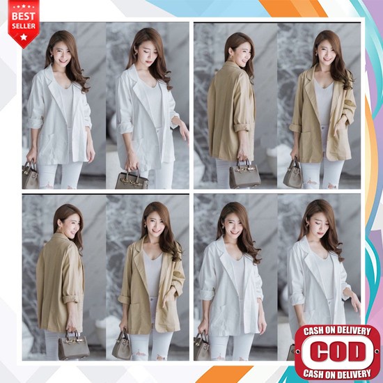 Blazer Wanita Terbaru Bahan Tebal Korea Jas Wanita Jaket Kerja Ready Stock G3F5 Blezer Formal Murah 