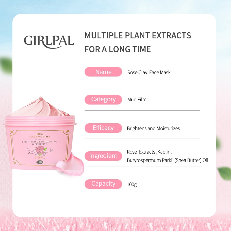 (READY &amp; ORI) Girlpal Rose Clay Face Mask / Masker Wajah Rose Lavender Green Tea BPOM