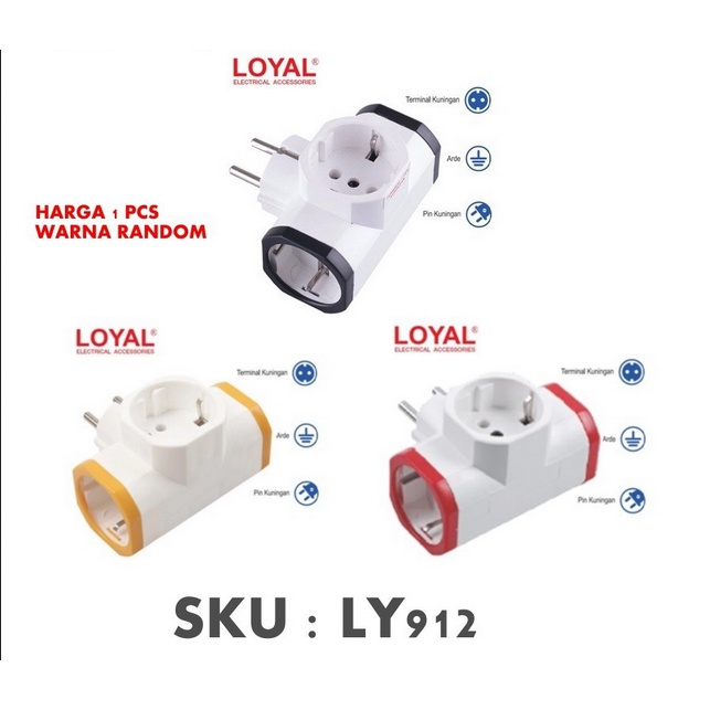 STOP KONTAK/STEKER T MULTI 3 LUBANG LOYAL LY - 912 10A/250V