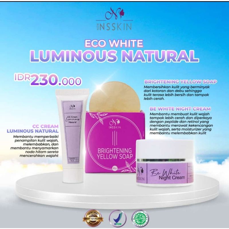 PAKET WAJAH ECO WHITE LUMINOUS NATURAL|New NSSKIN-BPOM ORIGINAL 100%