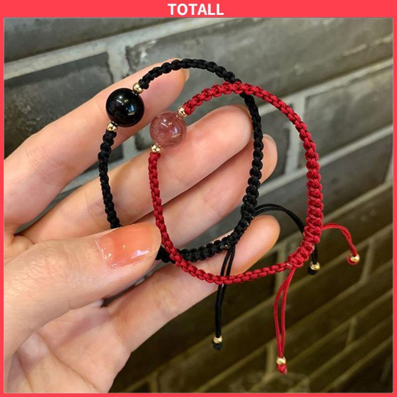 COD Gelang Tenun Pasangan Obsidian Rasa Desain Niche Temperamen Sederhana Tali Gelang Kristal-Totall