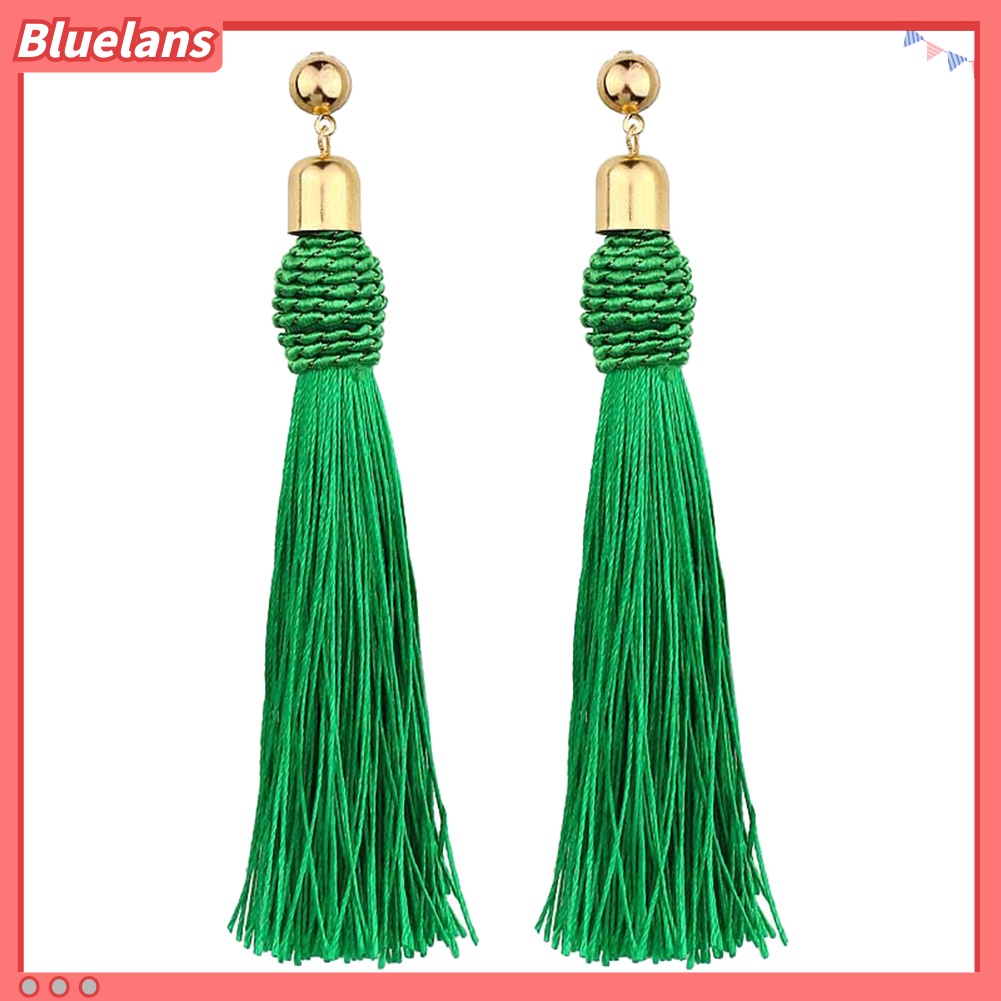 Bluelans Bohemian Wedding Tassel Ear Studs Long Dangle Earrings Bridal Bridesmaid Jewelry