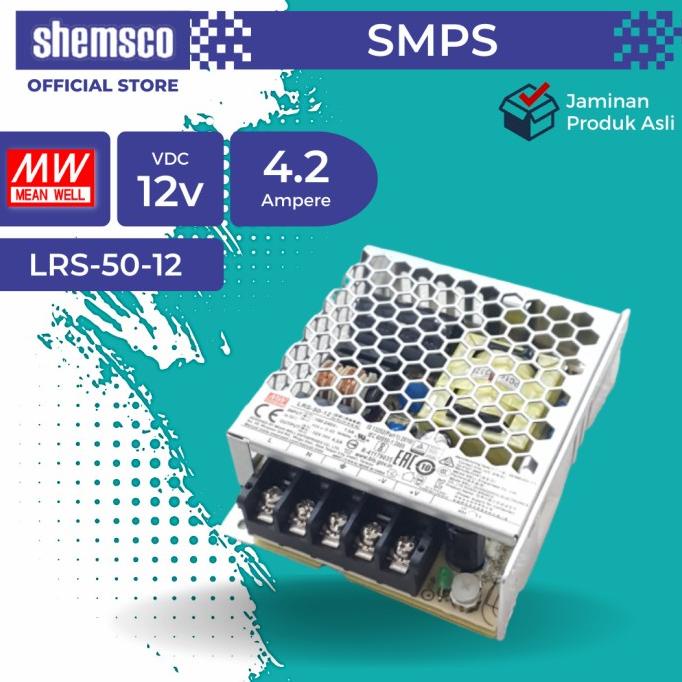 Smps Meanwell 12V Dc 4.2A Switching Power Supply Mean Well Lrs-50-12
