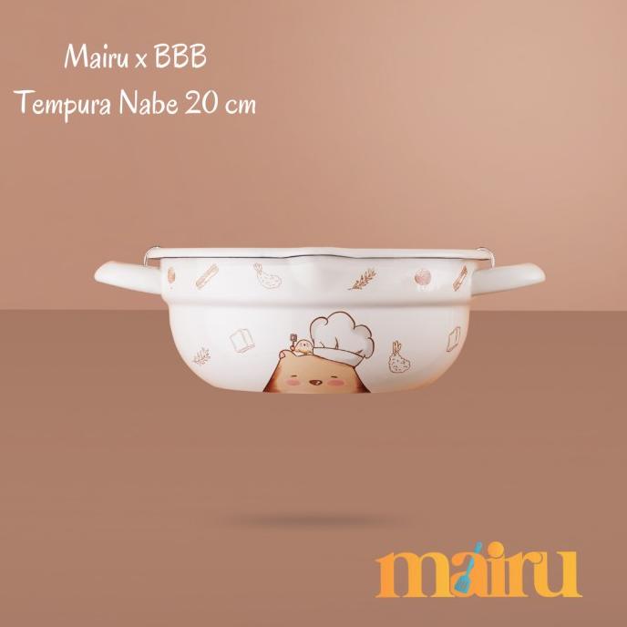 TERMURAH MAIRU x BIG BEAR & BIRD Tempura Nabe panci penggorengan Enamel 20 cm /PERALATAN MASAK SET/P