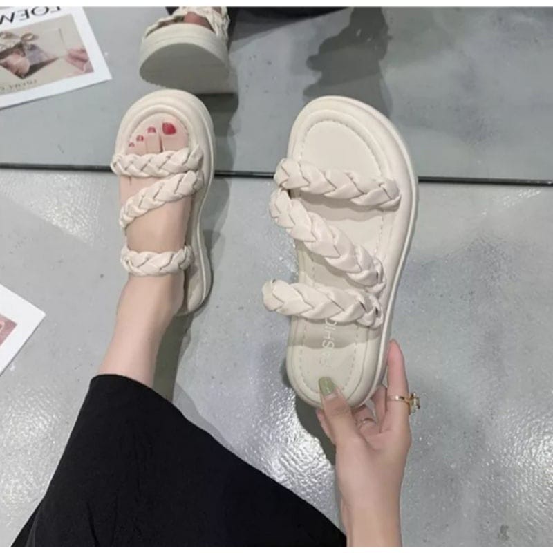 SANDAL TALI KEPANG MENYILANG/SANDAL FLATFORM WANITA EMPUK AMC 66