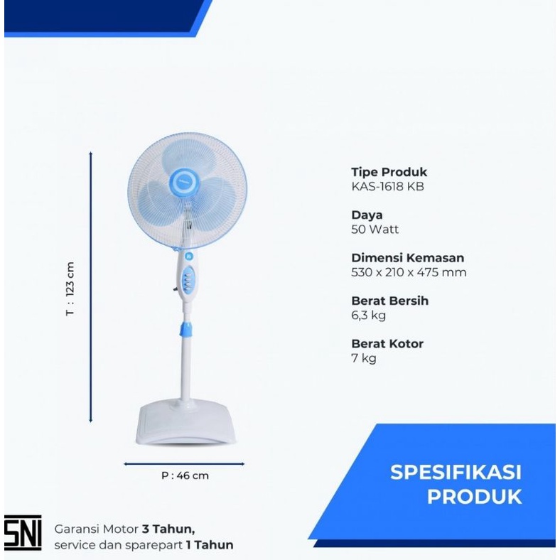 MIYAKO Kipas Angin 2in1 KAS-1618KB / Desk&amp;Stand Fan 16&quot; JARING BESI / KAS1618KB / KAS 1618 KB / KAS-1618KB / KAS - 1618 KB