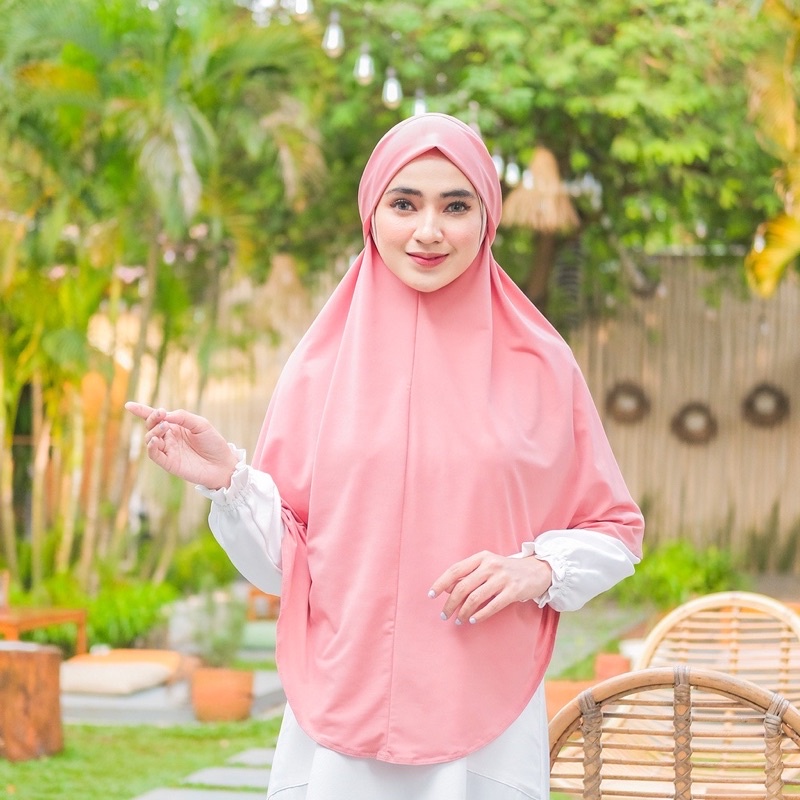 Jilbab Instan Niqab / Hijab Instan Masker Jersey Super Premium Aisyah Tali / Hijab Instan
