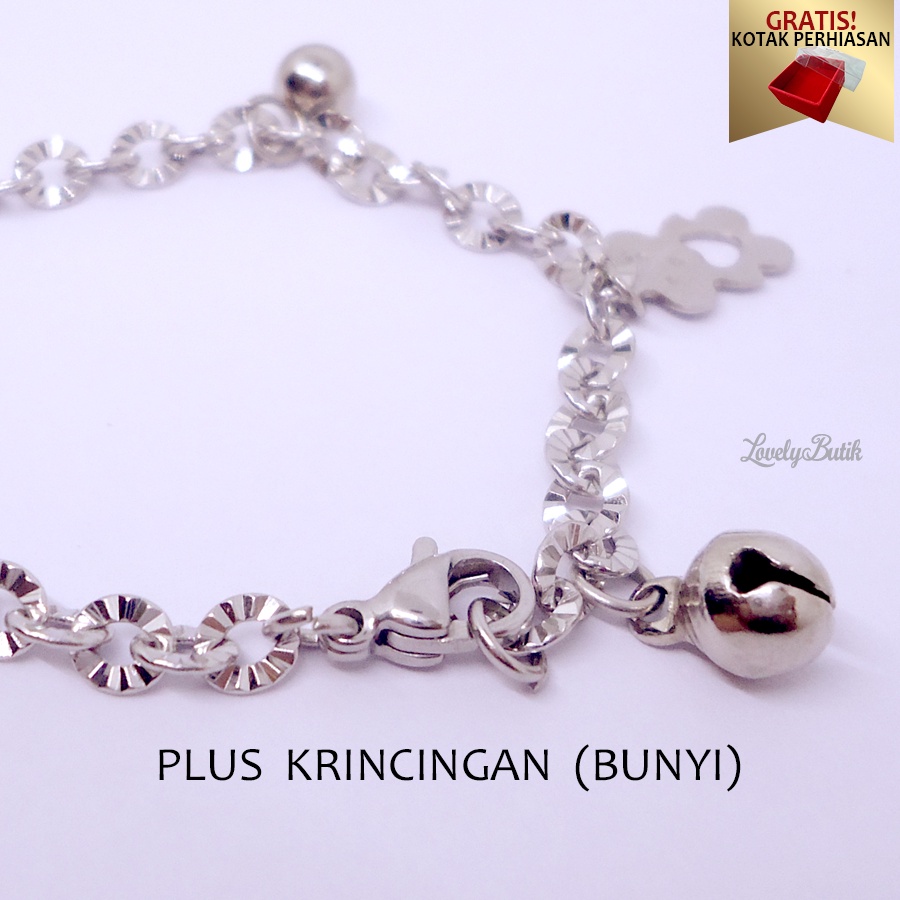 Lovelybutik Gelang Kaki Bayi Kerincing Titanium Bear Kecil Gelang Tangan Baby Perempuan Laki Laki Dengan Krincing Krincingan Bunyi Bonus Kotak Perhiasan