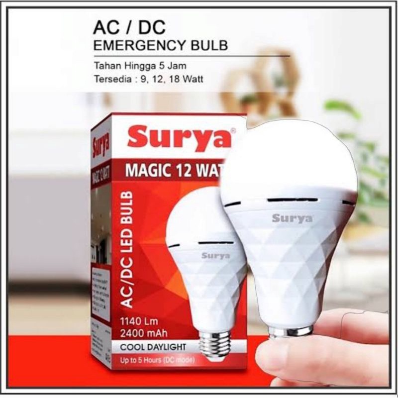 Lampu LED Emergency Surya Magic 9w 12w 18w / Lampu Ajaib 9watt 12watt 18watt / Lampu Darurat / Lampu