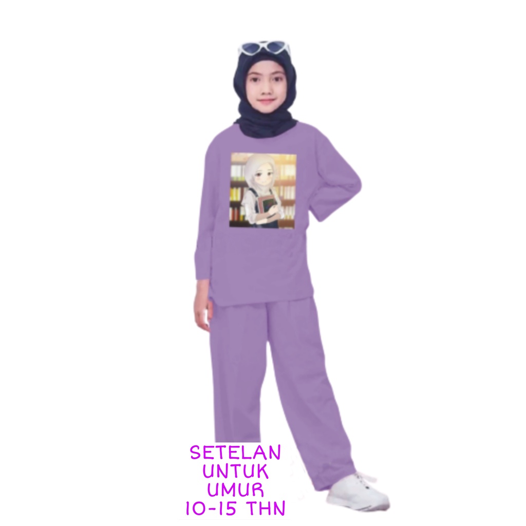 Setelan Anak Perempuan Remaja Bahan Kaos Babyterry Kaos Lengan panjang dan Celana panjang Oversixze XXL 10 11 12 13 14 15 Tahun . One Set Anak Perempuan Terbaru 2023 Viral Stelan Remaja Kekinian Setelan Baju Anak Tanggung K3