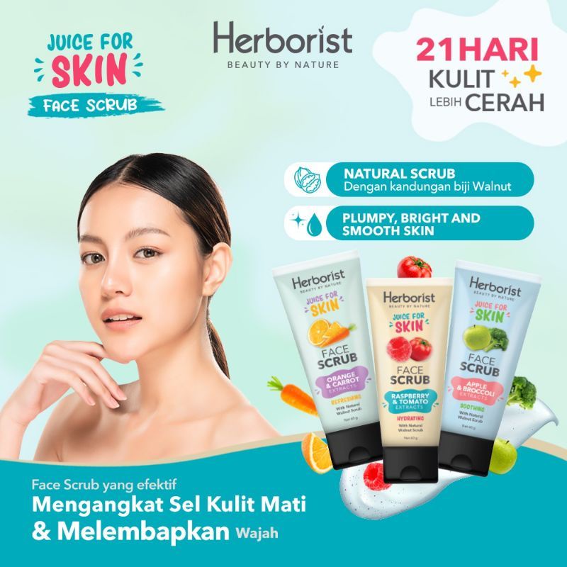 Herborist Juice For Skin Face Scrub 60ml Raspberry Tomato Apple | Original BPOM