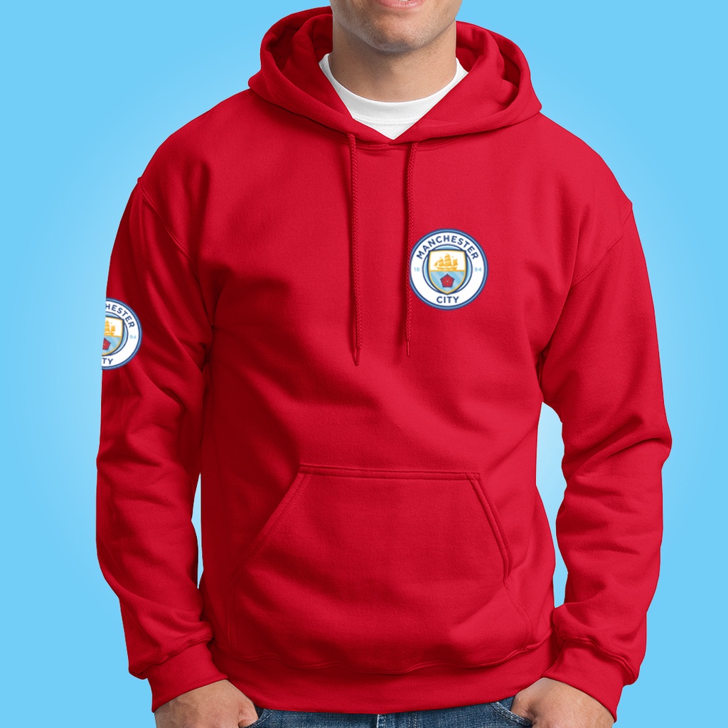 SWEATER HOODIE PRIA MANCHESTER CITY FC JAKET SEPAK BOLA BAHAN TEBAL