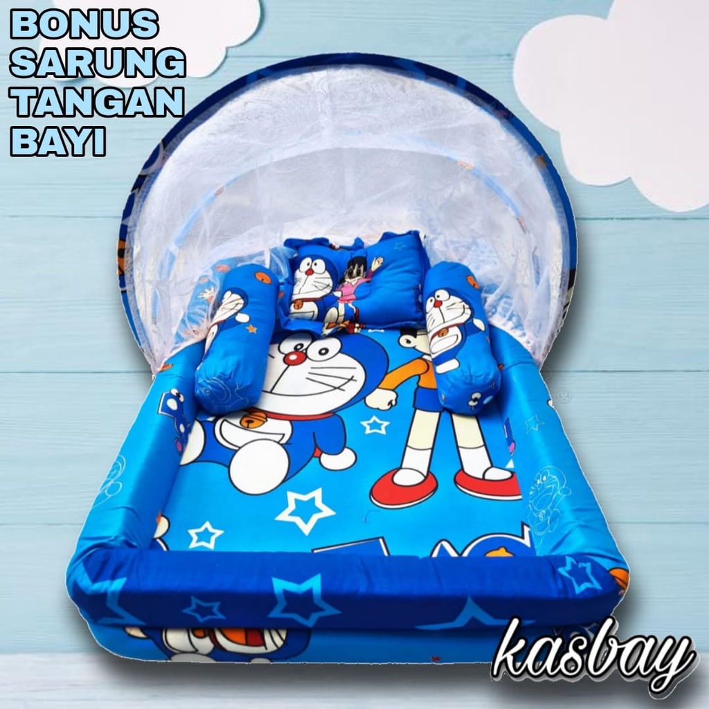 Kasur Bayi Kelambu d + Bonus Sarung Tangan Bayi Set Lengkap Bantal Guling Terbaru