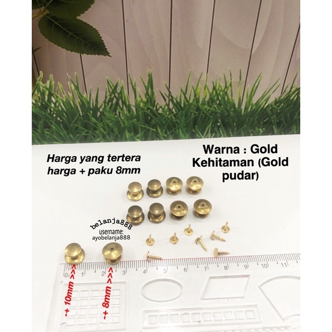 Manset knop gepeng + paku ukuran 8mm 1 set