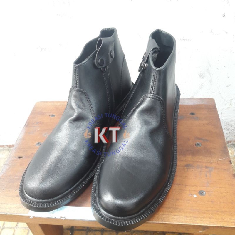sepatu PDH resleting jahit hitam/sepatu res satpam/security/tni