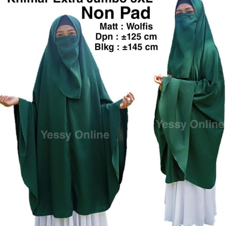 ( 3XL Non Pad Free Cadar ) Hijab Instan Extra Jumbo XXXL Sebetis Non Ped Khimar Syari Jilbab Kerudun