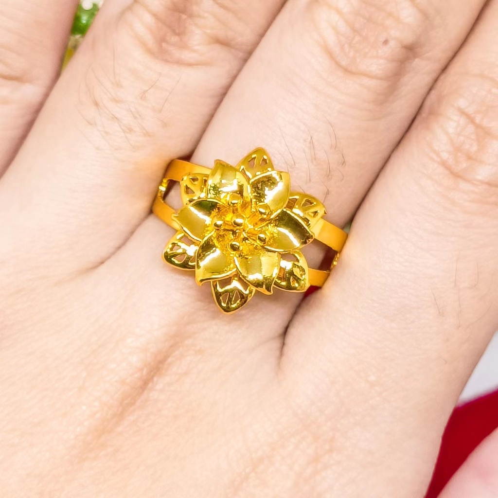 Membuka Cincin kendari xuping perhiasan lapis Emas 24k gold Bunga Terbaru Cantik Perhiasan