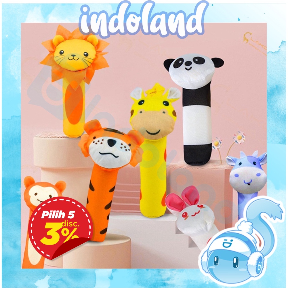 ☀ INDOLAND ☀ Mainan Bayi Bunyi Boneka Tangan tongkat genggam Baby Hand Rattle Toy Stick Motif Karakter Lucu R579