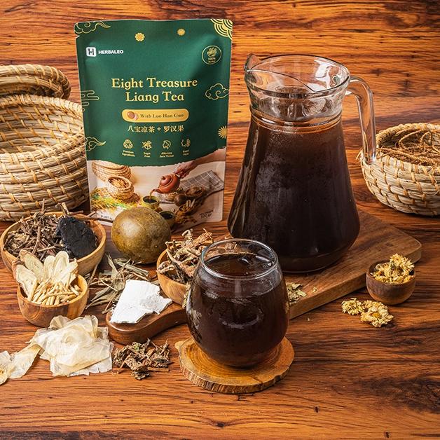 

limited Edition✔️Liang Tea - Herbaleo Eight Treasure Liang Tea with Luo Han Guo - Minuman Untuk Panas Dalam|KD5