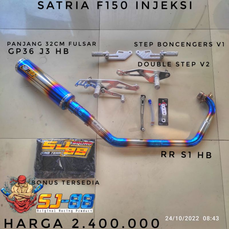 Knalpot sj88 fu injeksi paket ub v2 step v1 dan step v2 bonus kaos rr s1 hb gp36 j3 hb