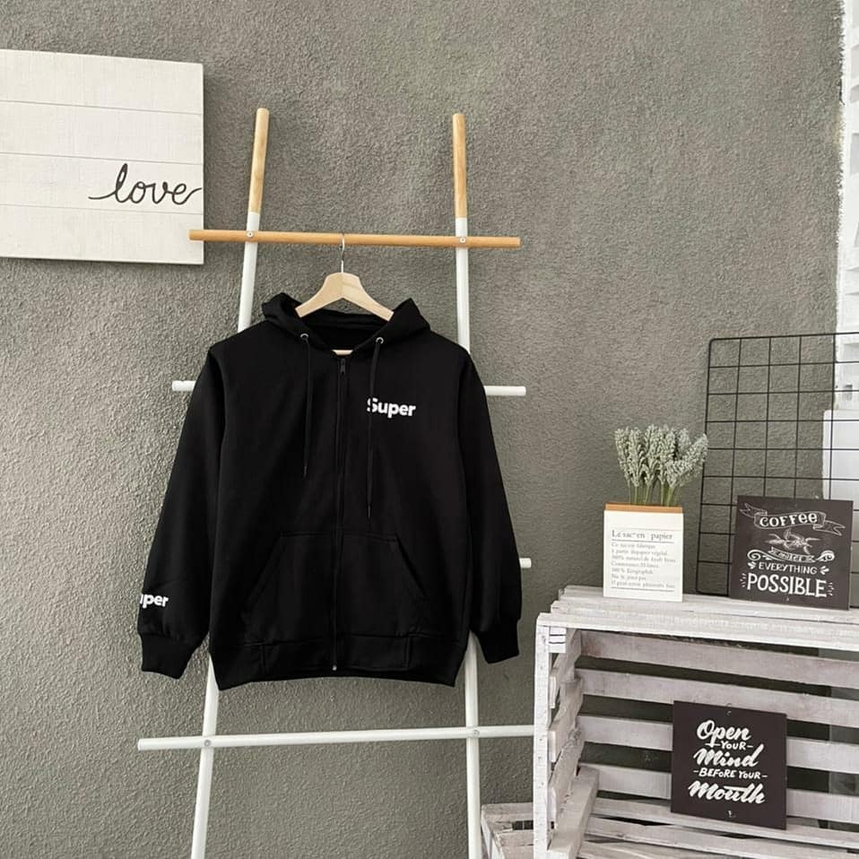 Zipper hoodie super all size fit to L cowok cewek unisex