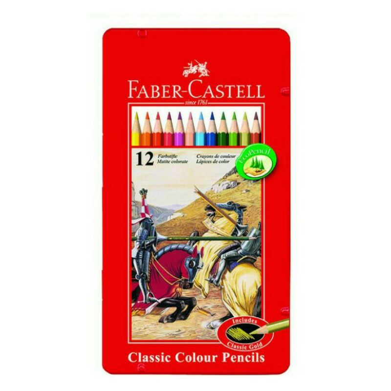 

Faber-Castell Colour Pencils in Tin Case 12L Pensil Warna Kayu 12 Warna Panjang