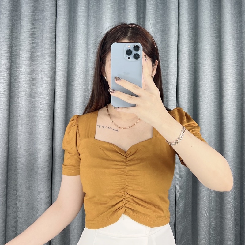 Jesly Puffy top | Crop top puffy kerut