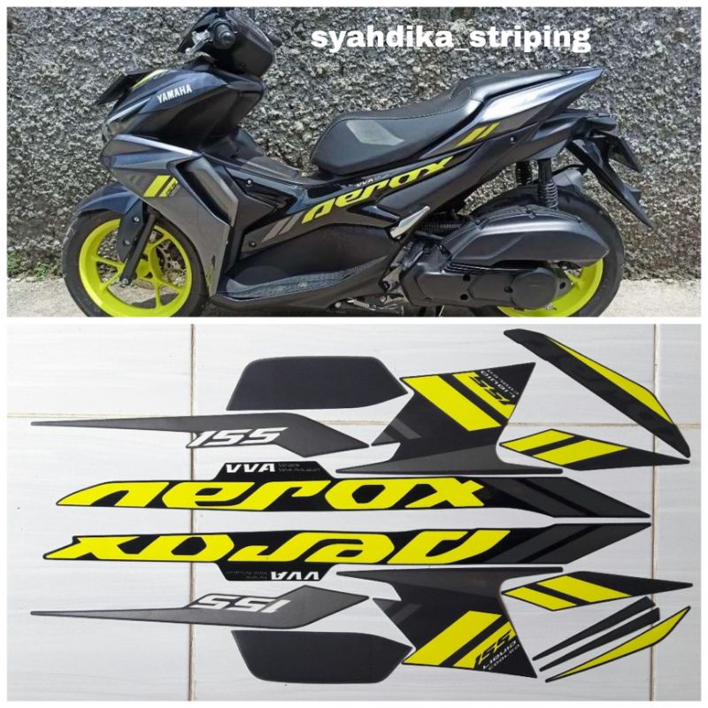STIKER STRIPING LIS BODY YAMAHA NEW AEROX 155 2021 2022 ABU ABU KUNING ORIGINAL