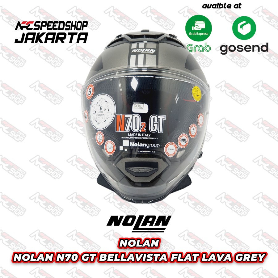helm Motor Nolan N70 GT Bellavista Flat Lava Grey Helmet Half face