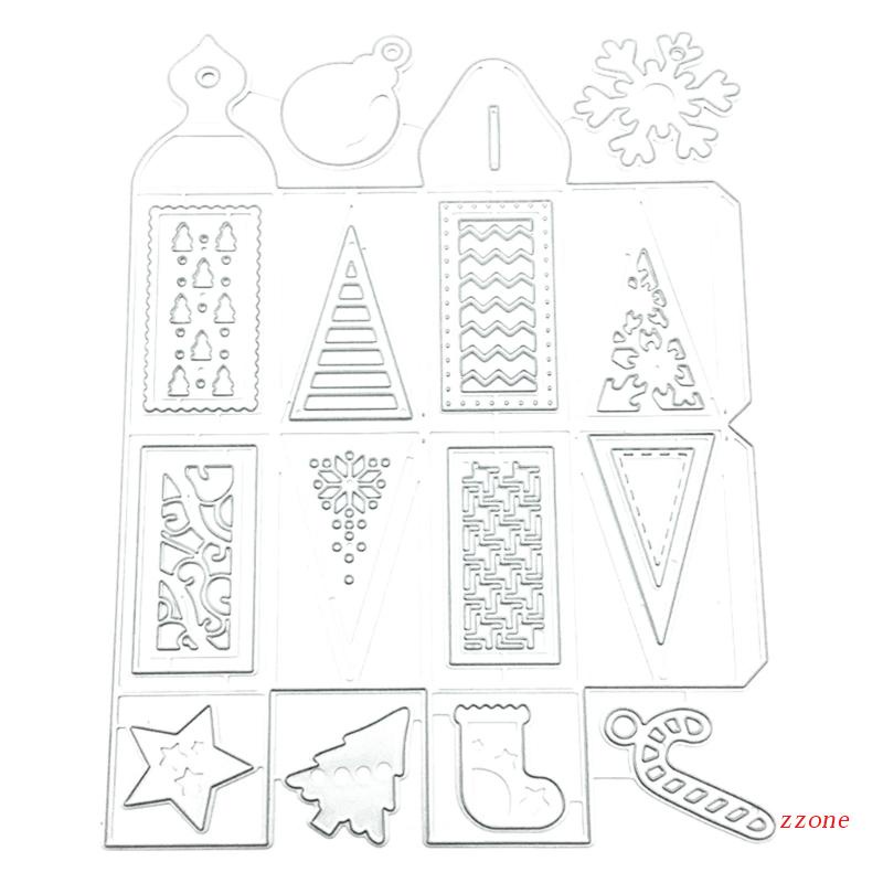 Cetakan Stensil Cutting Dies Motif Kotak Hadiah Natal Bahan Metal Untuk Scrapbook / Craft Diy