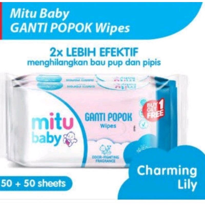 MITU BABY TISU BASAH PROMO SPECIAL BELI 1 GRATIS 1 @50 SHEET, biru 40 sheet