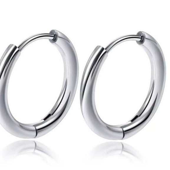 Termurah Anting Earring Ring Hoop Stainless Steel 8/10/12/14/16/18/20/30mm.  Batang 2.5mm. HARGA BUA