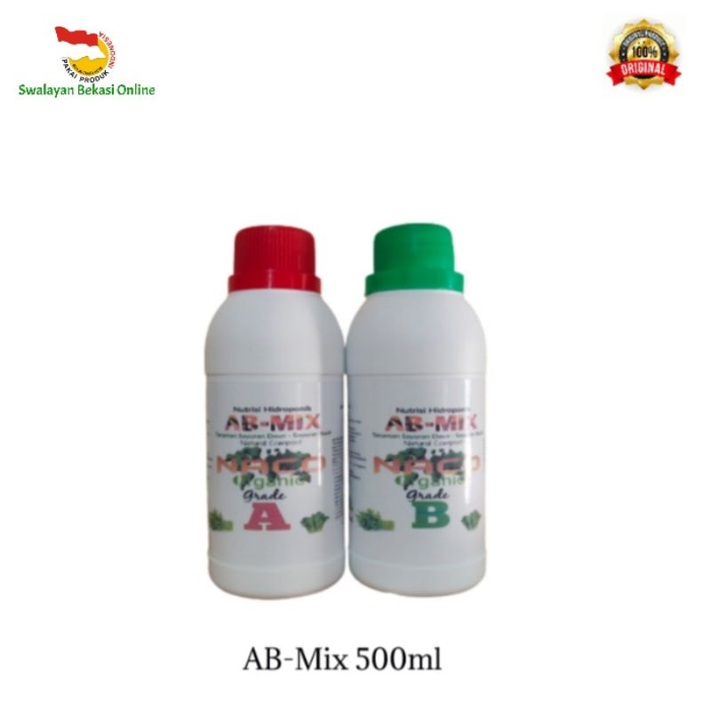 Jual AB Mix Murah, Pupuk Nutrisi Hidroponik AB Mix NACOPLUS Pekatan 500ml Siap Pakai, AB MIX Terbaik
