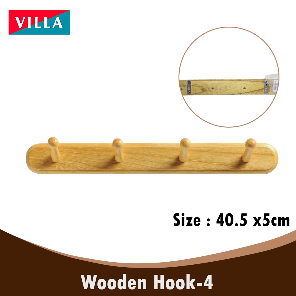 Ktmstore Villa Wooden Hooks 04 Gantungan Baju Dinding Kayu tebal kokoh Kamar