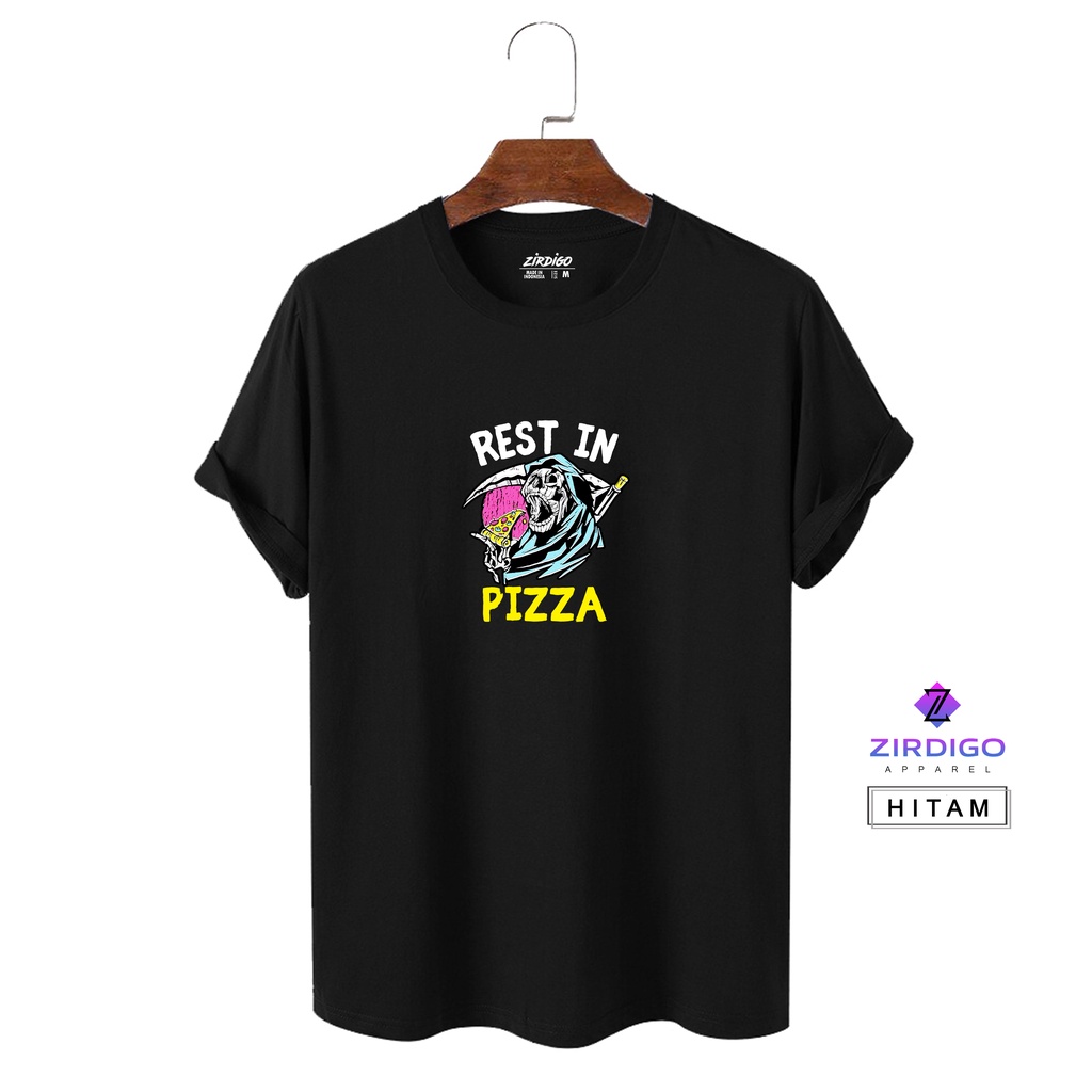 COD Baju Kaos Distro Rest In Pizza Lengan Pendek Premium Quality Sablon Printing Kaos Murah Kaos Gambar Terlaris