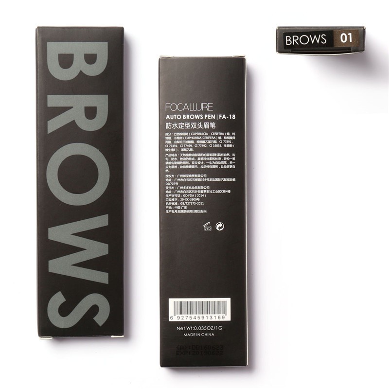 FOCALLURE Somethinc Eyebrow Teardrop Brow Definer Alis Eyebrow Pencil Tahan Lama Anti Air FA18