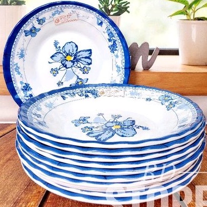 PROMO 12.PCS PIRING MAKAN ULIR MOTIF ROSE BAHAN MELAMINE WARE TEBAL ANTI PANAS