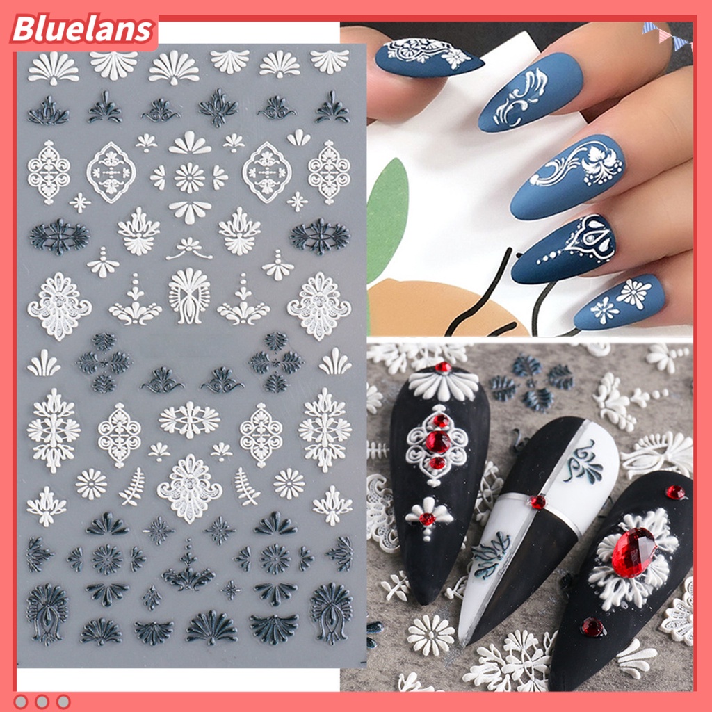 Bluelans Stiker Kuku Motif Renda Bunga Ultra Tipis Untuk Dekorasi Manicure Wanita