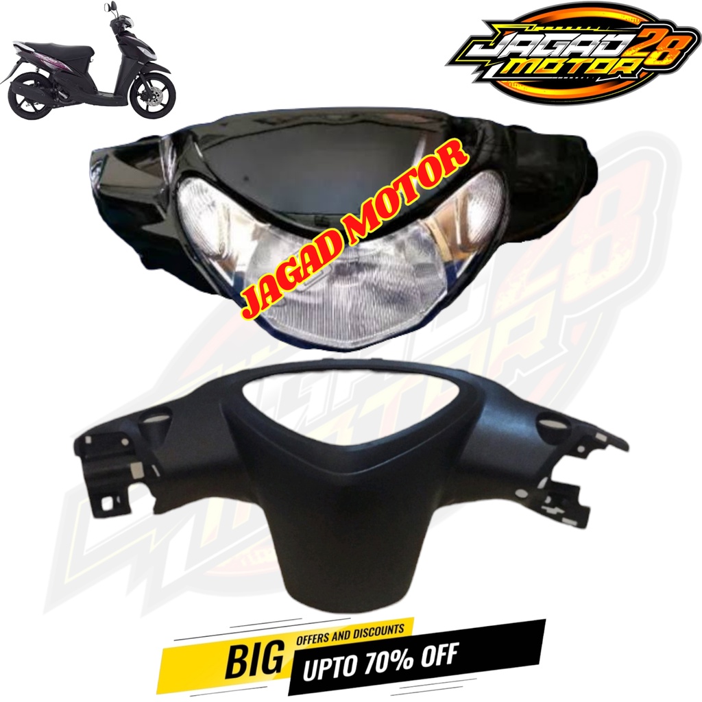 Batok Depan Belakang Mio Smile Mio New Hitam Lengkap dengan Lampu Reflektor Depan Set / Batok Depan Belakang Mio Smile Hitam Set Lampu Depan / Batok Kepala 1 set yamaha Mio Smile Mio New Hitam depan belakang dan lampu depan