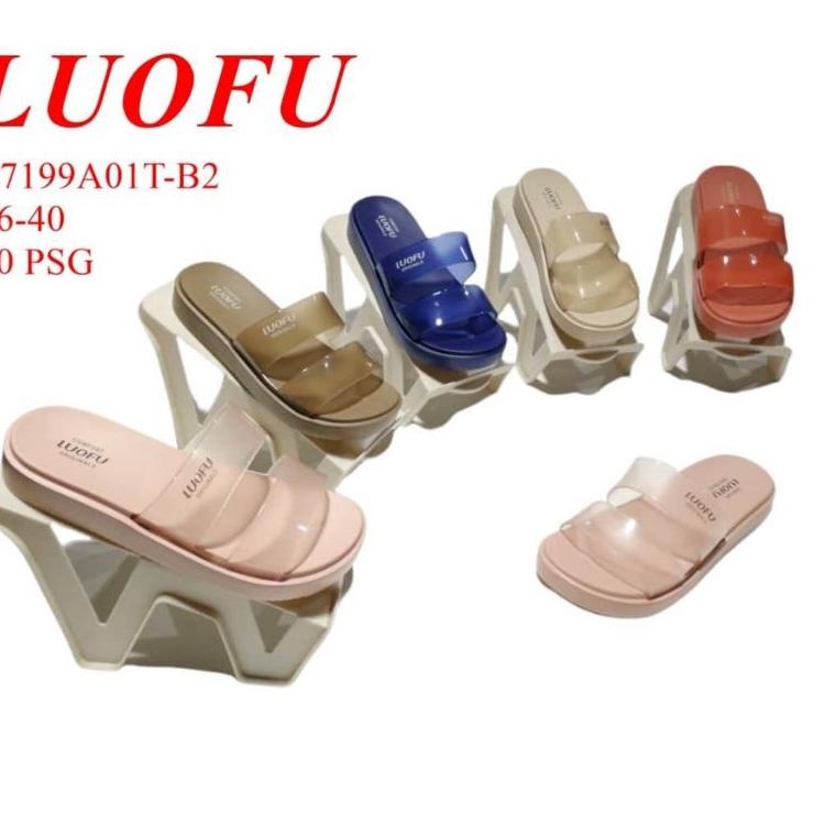D28X Sendal slop ban2 Luofu transparan nyaman,sandal karet wanita Luofu E7199A01T-B2 MG8