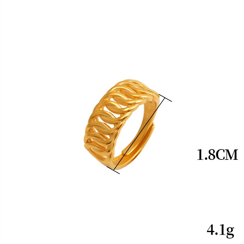 Goldkingdom Perhiasan Fashion Emas Asli Kadar 375 Bangkok Aksesoris Ready Stock Interlocking Cincin Pasangan Twist Ring Adjustable Finger