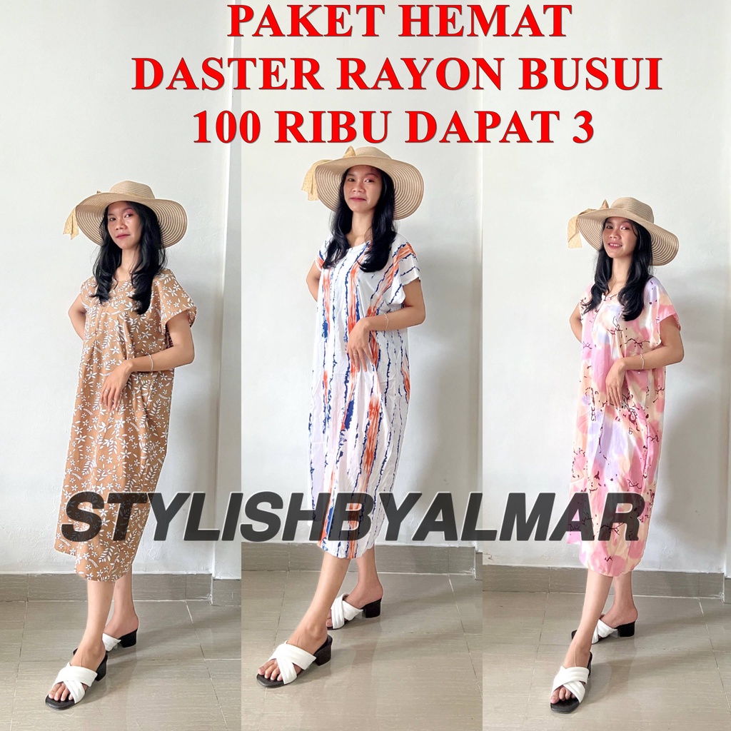 Paket Hemat Daster Kekinian Bahan Rayon Busui 100 Ribu Dapat 3 pcs