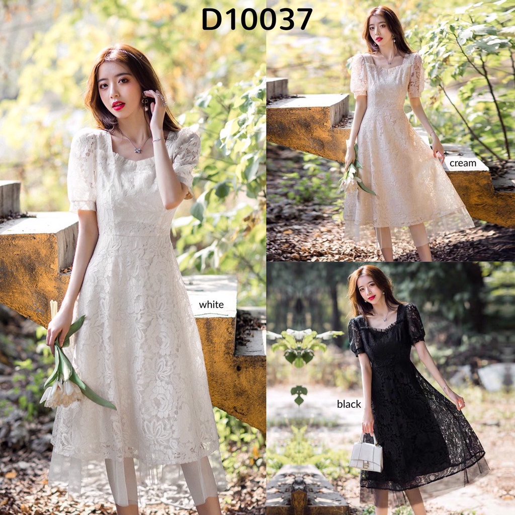 Dress Wanita Import Cantik Elegant Charlotte Lace & Tille Premium Dress