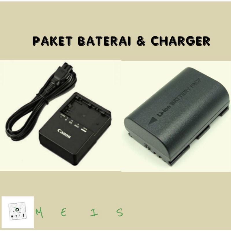 Paket Charger &amp; Baterai Canon 6D 7D 60D 70D 80D 5D Mark III - Battery Casan