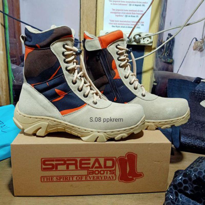 Sepatu PDL Gurun PDL Loreng - Sepatu PDL pp - Sepatu PDL Pemuda Pancasila Kulit Asli Krem