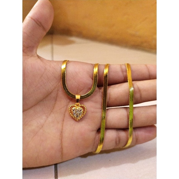 Kalung Gepeng Kilat high Quality Dengan Liontin Yaxiya Jewelry