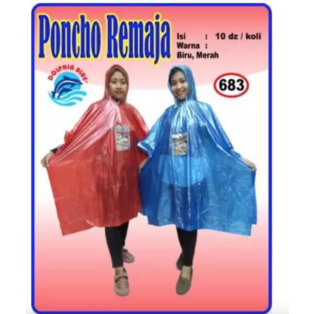 Jas hujan poncho remaja 683 dolphin blue - jas hujan remaja - jas hujan murah anak remaja - jas huja