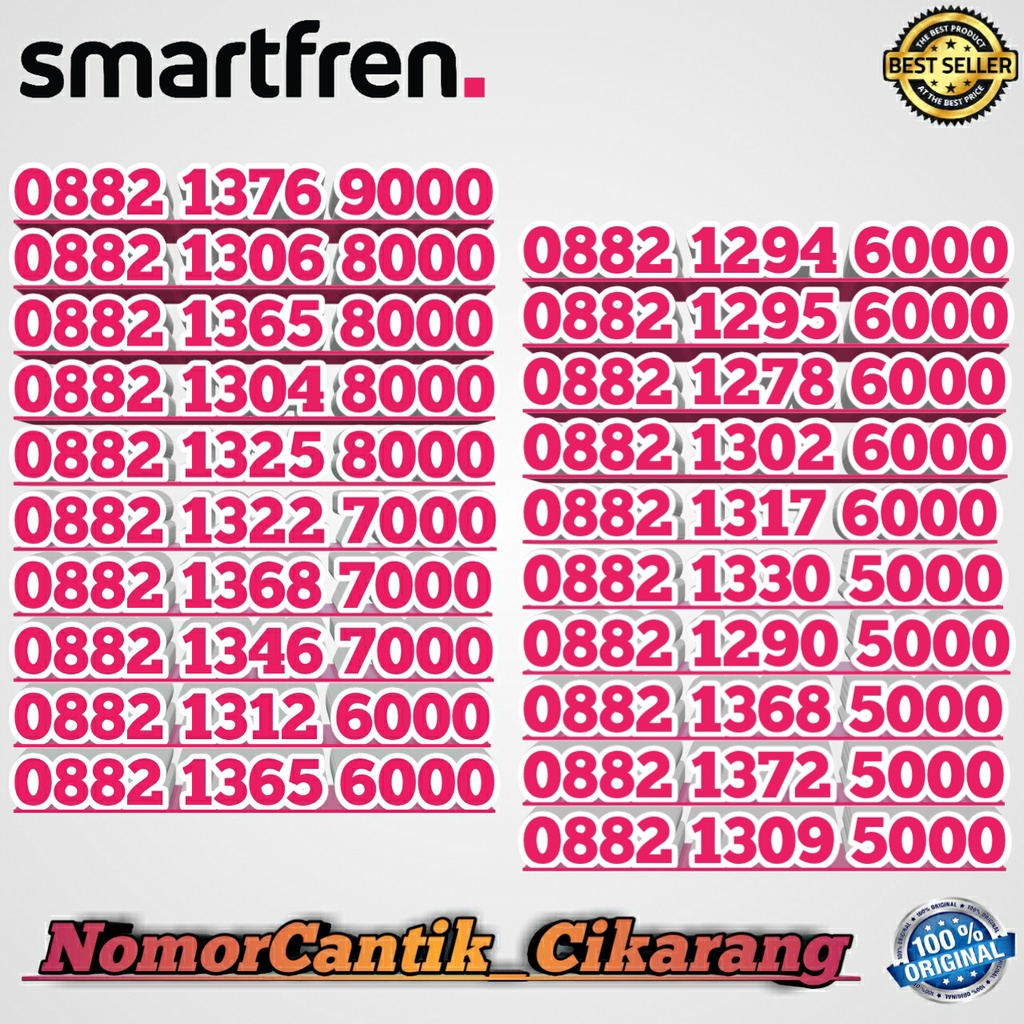 NOMOR CANTIK SMARTFREN 4G LTE / NOMOR CANTIK SMARTFREN SERI RIBUAN 1000 2000 3000 4000 5000 6000 700