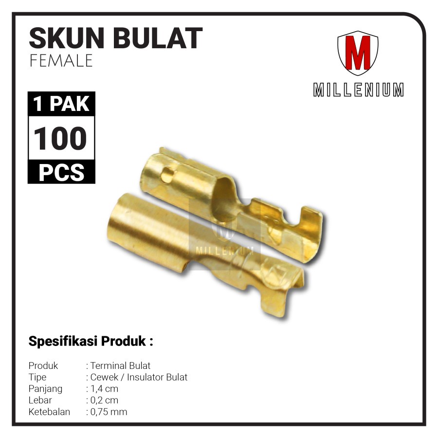 TERMINAL SKUN BULAT CEWEK 187 / FEMALE CEWEK H-2743 / PAKET 100PCS
